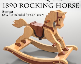 Antique 1890 Rocking Horse Wood Toy Plans & Patterns (PDF Download )