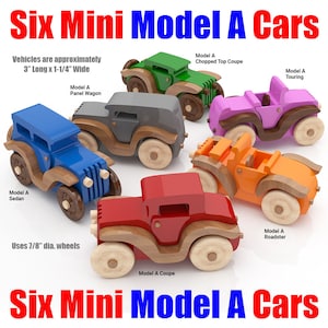 Six Mini Model A Cars Wood Toy Plans and Patterns (PDF Download + SVG File for CNC)