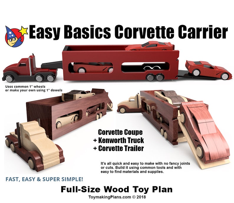Wood Toy Plan Easy Basics Corvette Car Carrier Image 0