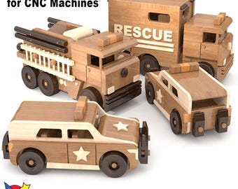 Famous Mercedes Fire Rescue Team Wood Toy Plans & Patterns (3 PDF Downloads + SVG Files for CNC)