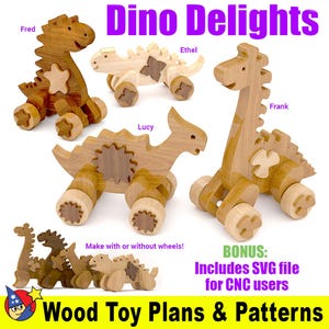 Scroll Saw Magic Dino Delights Wood Toy Plans & Patterns (PDF Download + SVG File for CNC)