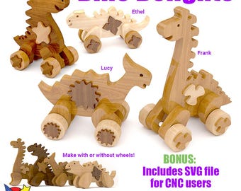 Scroll Saw Magic Dino Delights Wood Toy Plans & Patterns (PDF Download + SVG File for CNC)