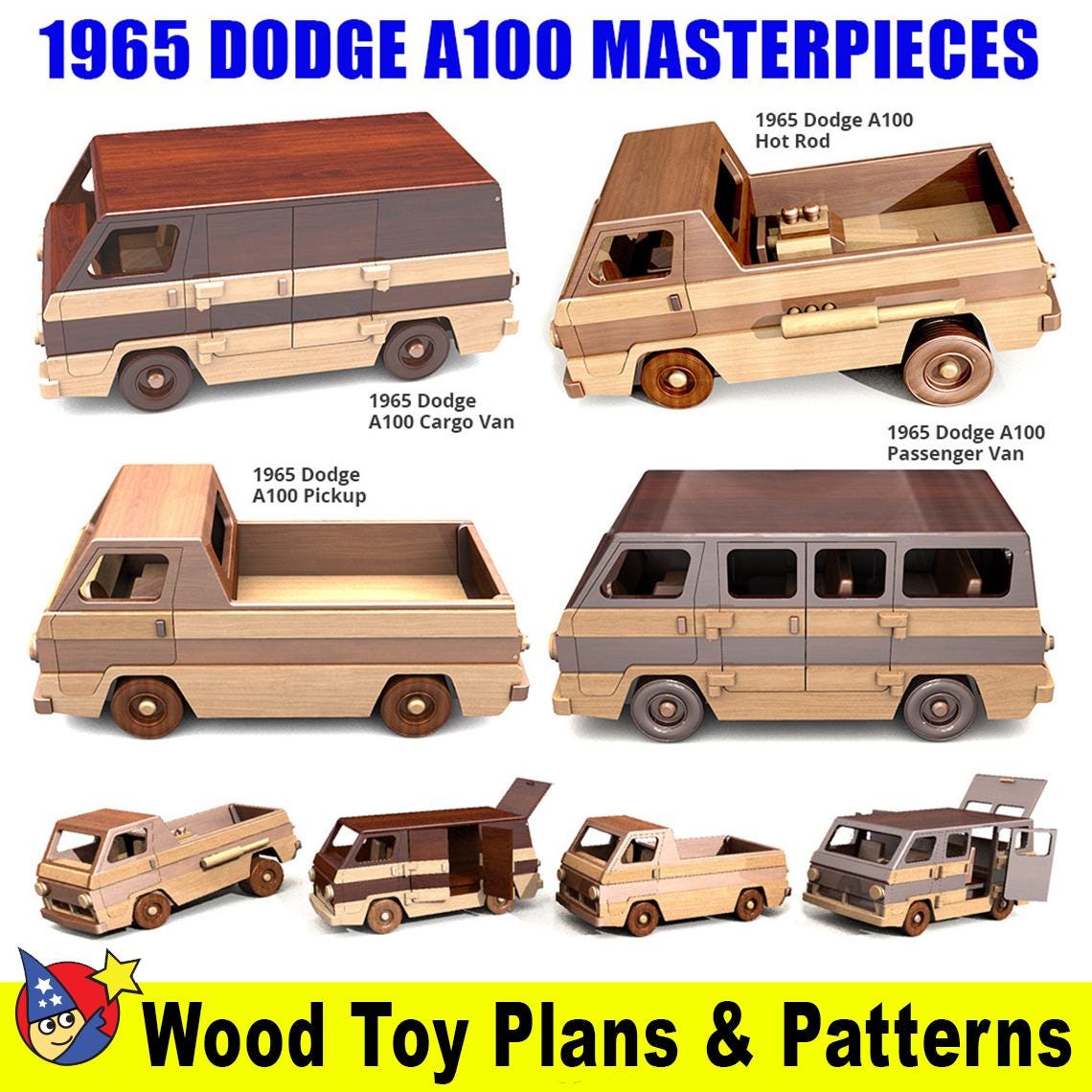 1965 ダッジ A100 傑作木製玩具の設計図とパターン (PDF ダウンロード