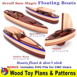 Scroll Saw Magic Floating Boats Wood Toy Plans & Patterns (PDF Download + SVG File for CNC)
