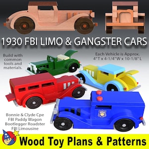 1930 FBI Limo & Gangster Cars Wood Toy Plans and Patterns (4 PDF Downloads)