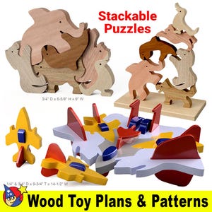 Animal Pals + Starfleet Flyers Stackable Puzzles Wood Toy Plans and Patterns (2 PDF Downloads)