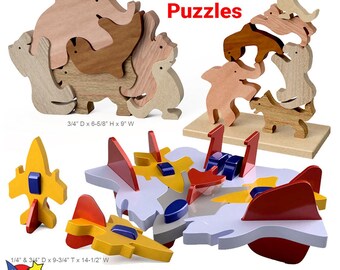 Animal Pals + Starfleet Flyers Stackable Puzzles Wood Toy Plans and Patterns (2 PDF Downloads)