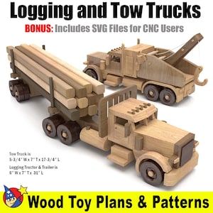 Peterbilt 389 Pro Logging and Tow Trucks Wood Toy Plans & Patterns (2 PDF Downloads + SVG Files for CNC)