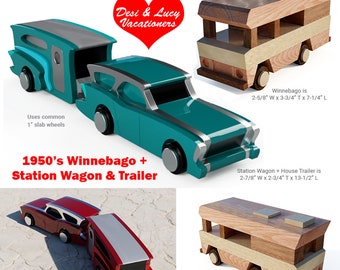 1950's Chrysler Station Wagon + Trailer + Winnebago Wood Toy Plans and Patterns (3 PDF Downloads)