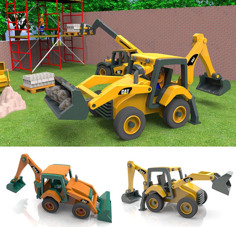 CAT Backhoe Loader Wood Toy Plans & Patterns PDF Download Etsy