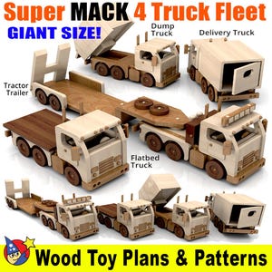 Super MAX 4 Truck Fleet Wood Toy Plans & Patterns (5 PDF Downloads)