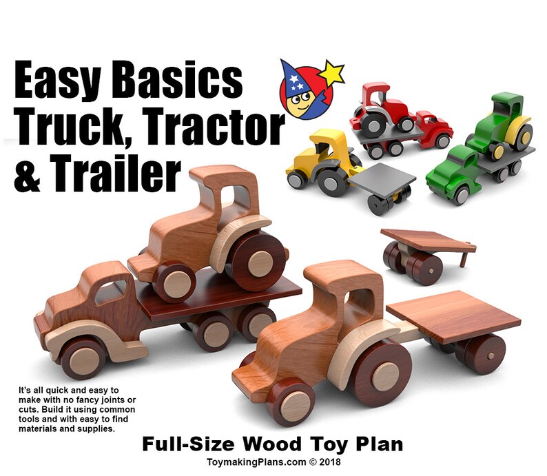 Wood Toy Plan Easy Basics Truck Tractor Trailer Pdf