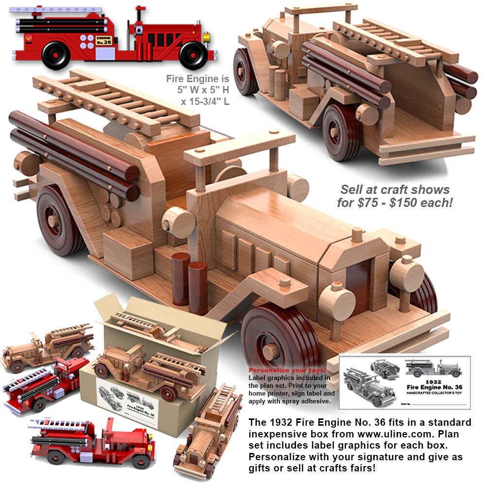 Table Saw Magic 1932 Fire Engine No. 36 Wood Toy Plans Patterns PDF Download Etsy UK