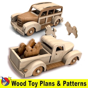 1940 Farm Pickup & Estate Wagon Wood Toy Plans and Patterns (2 PDF Downloads)