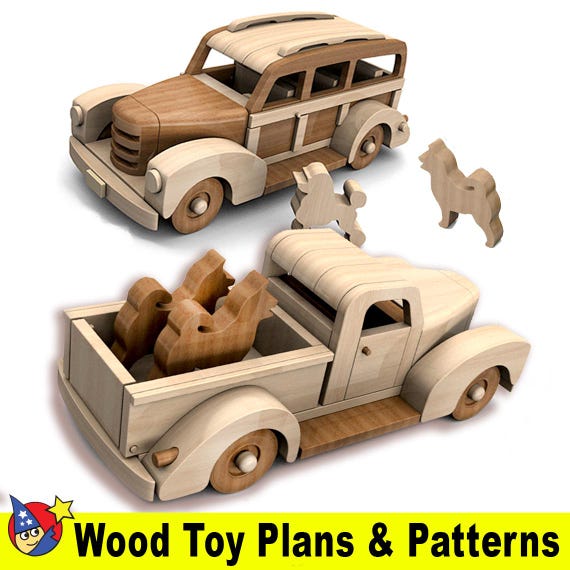 1940 Farm Pickup & Estate Wagon Wood Toy Plans and Patterns (2 PDF