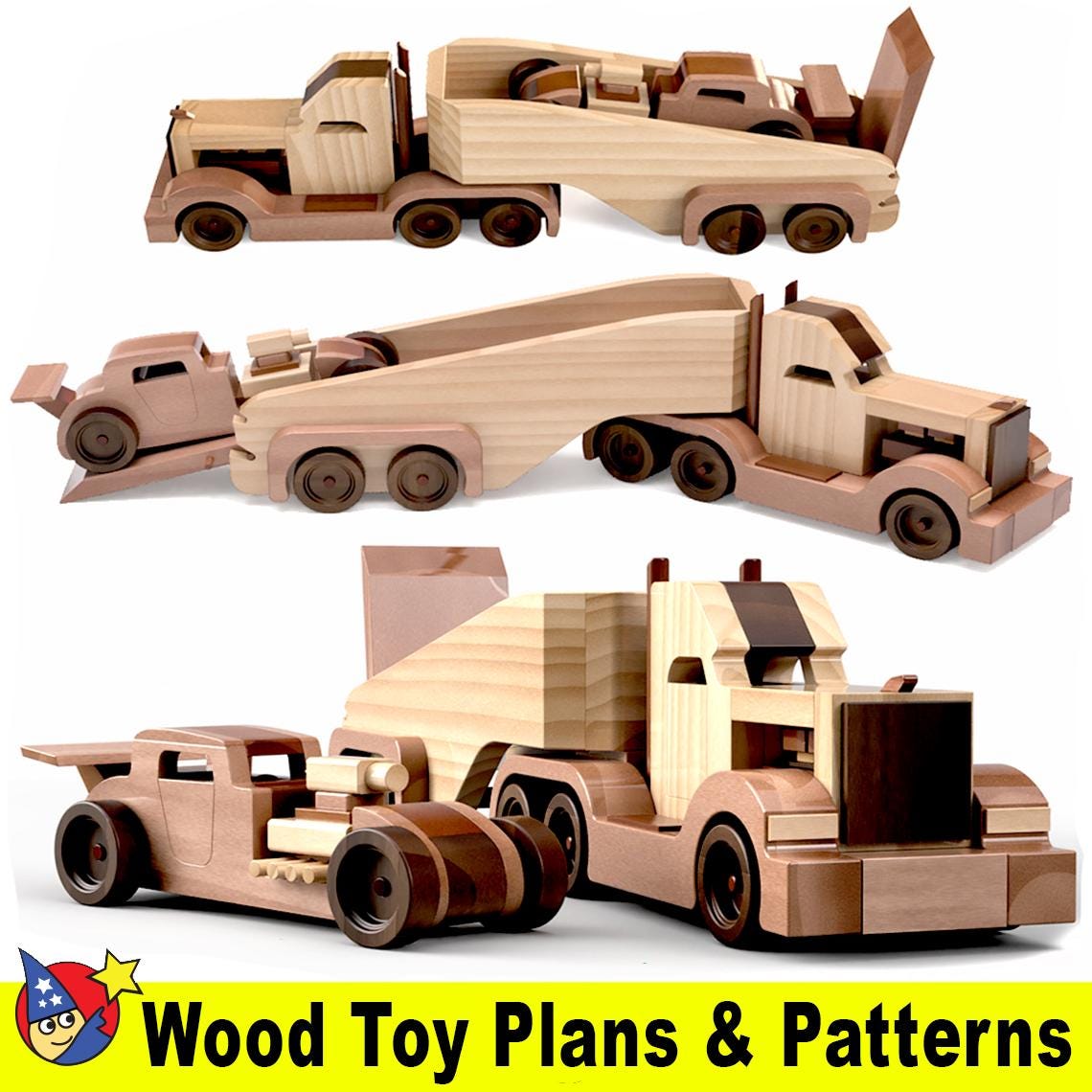 Hot Rod Peterbilt + Deuce Coupe Dragster Wood Toy Plans & Patterns