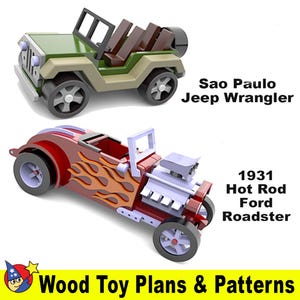 Osni&#39;s 1931 Hot Rod Ford + Osni&#39;s Jeep Wrangler Wood Toy Plans & Patterns (2 PDF Downloads)