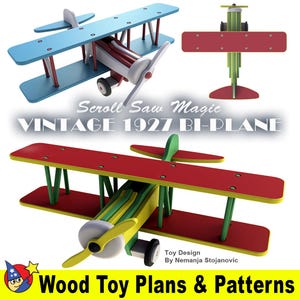 Scroll Saw Magic Vintage 1927 Bi-Plane Wood Toy Plans & Patterns (PDF Download)