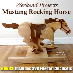 Weekend Projects Mustang Rocking Horse (PDF Download + SVG File) Wood Toy Plans