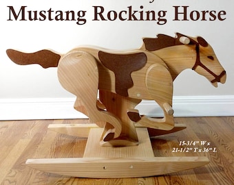 Weekend Projects Mustang Rocking Horse Wood Toy Plans & Patterns (PDF Download + SVG File for CNC)