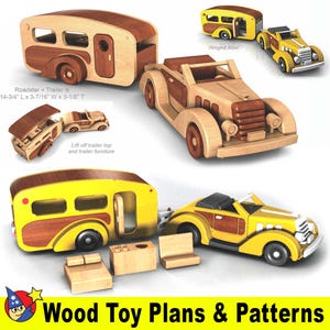 1935 Woody Roadster & Trailer Wood Toy Plans and Patterns (PDF Download)