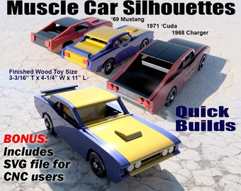 Muscle Car Silhouettes '69 Mustang '68 Charger - Etsy