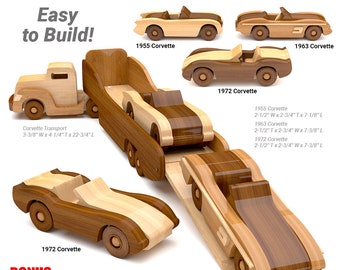 Corvette Trio & Transport Wood Toy Plans and Patterns (PDF Download + SVG File for CNC)