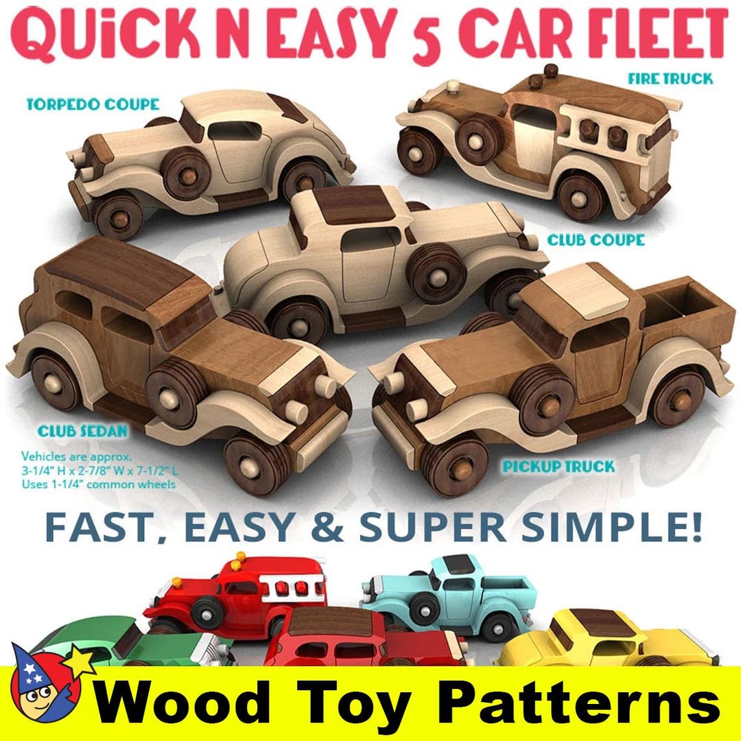 Quick N Easy 5 Car Fleet Wood Toy Plans & Patterns 5 PDF Downloads
