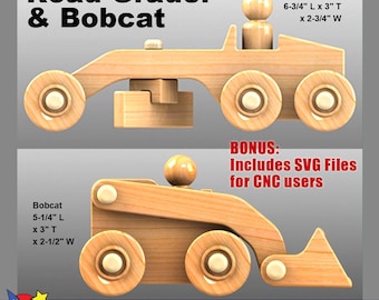 Mini Constructors Road Grader and Bobcat (PDF Download + SVG File for CNC)