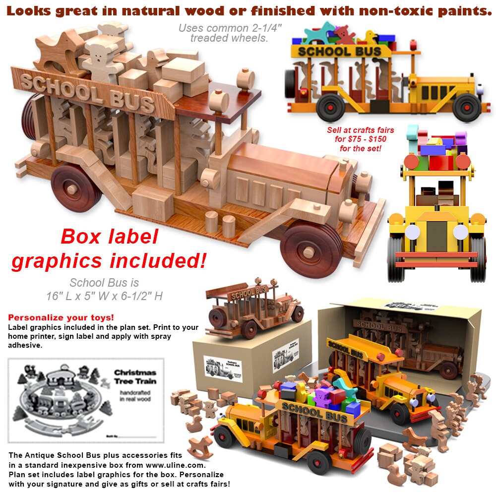 Table Saw Magic Antique School Bus Wood Toy Plans Patterns PDF Download Etsy UK
