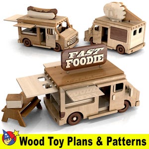 Wood Toy Plan Fast Foodie N Delivery Trucks (2 PDF Downloads)