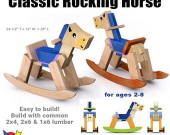 Super Simple Classic Rocking Horse Wood Toy Plans & Patterns (PDF Download)