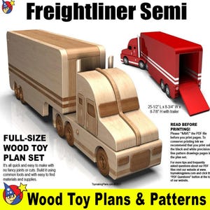 Freightliner Semi Truck Wood Toy Plan & Patterns (PDF Download)