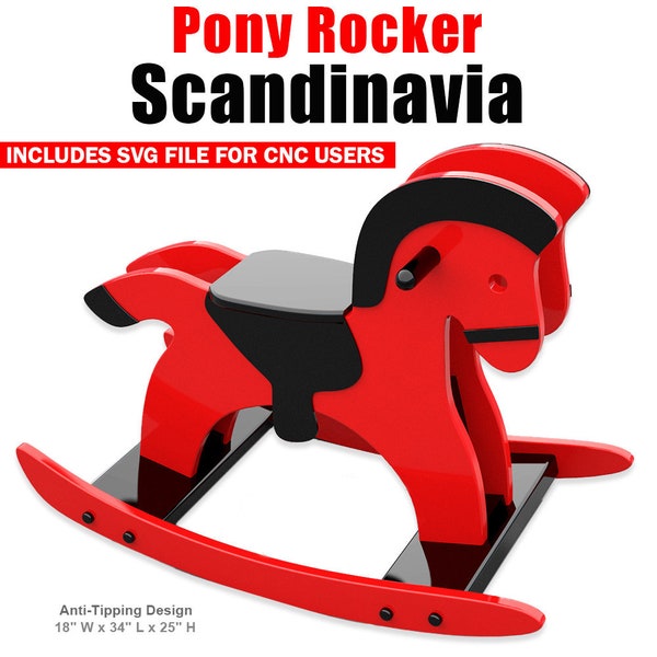 Pony Rocker Scandinavia Wood Toy Plans & Patterns (PDF Download + SVG File for CNC)