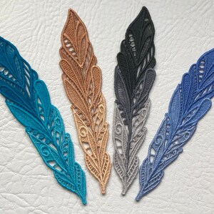 Lace Bookmarks, Ombre (Shaded) Lace Feather Bookmarks, FSL Bookmarks, Feather Bookmarks, Ombre Feathers, Book lover gift, 13th Anniversary