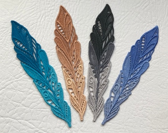 Ombre (Shaded) Embroidered Lace Feather Bookmarks; 13th Anniversary