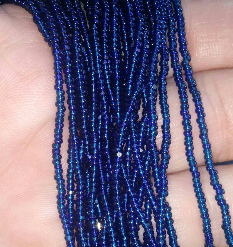 1mm Seed Beads Rich Navy Blue Czechoslovakian Dead Stock Vintage Jewelry Making Craft Glass Beads 1 strand per package