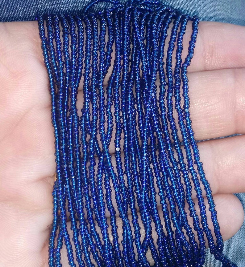 1mm Seed Beads Rich Navy Blue Czechoslovakian Dead Stock Vintage Jewelry Making Craft Glass Beads 1 strand per package