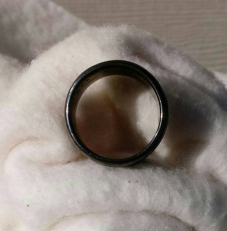 11mm Vintage 5 Tier Heavy Patina MFA Hallmarked Sterling Silver Cigar Ring Band Size 8 14