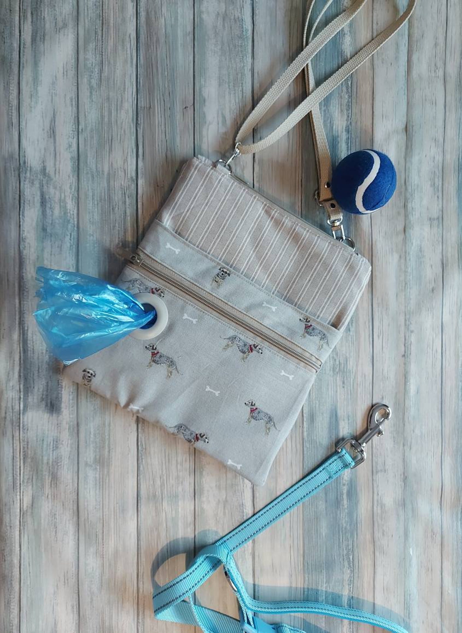 Dog walking bag. Sophie Allport Terrier fabric. Terrier. Dog Etsy