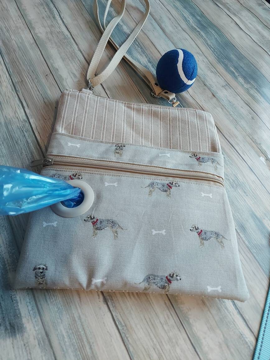Dog walking bag. Sophie Allport Terrier fabric. Terrier. Dog Etsy