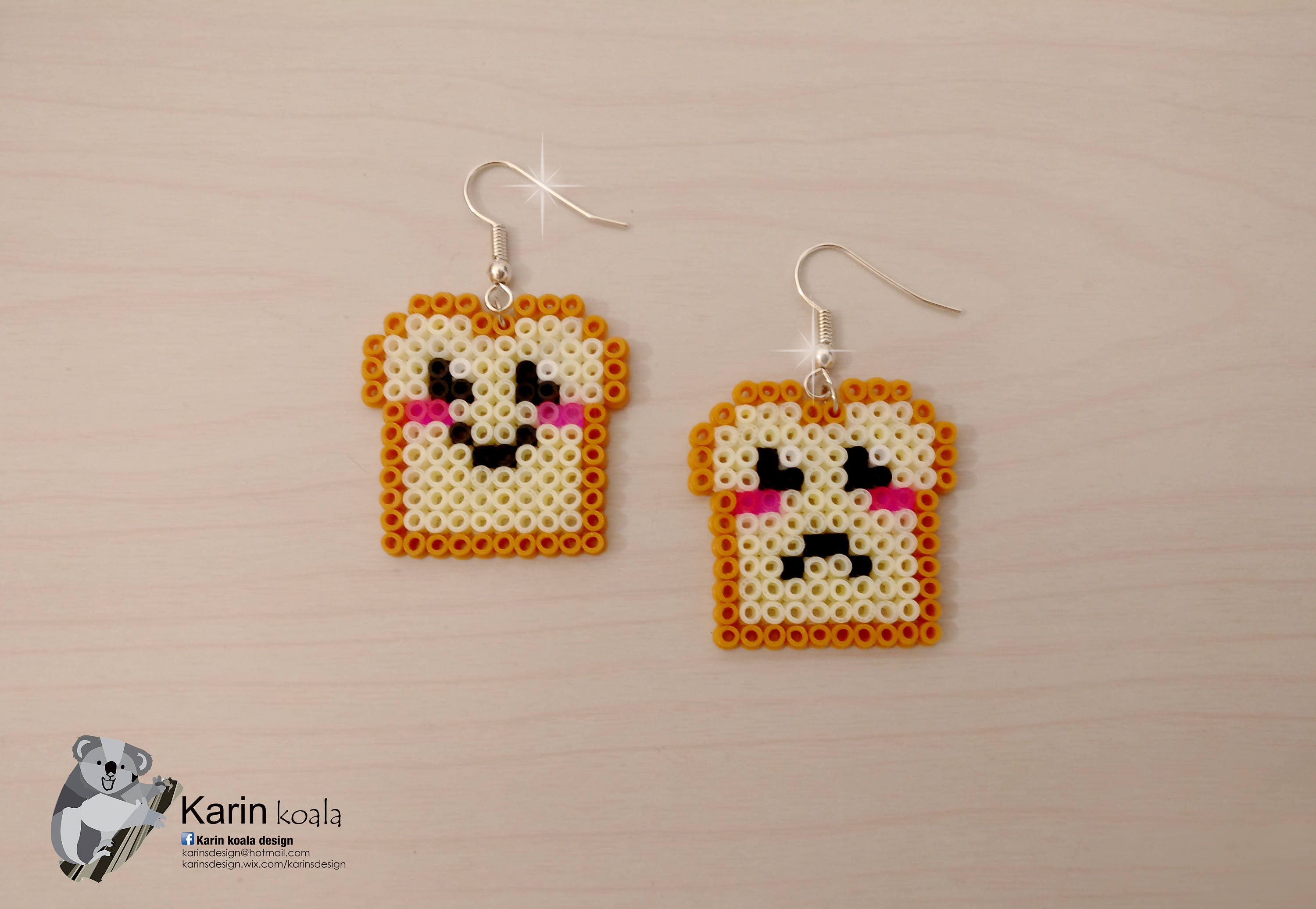 Sandwich Earrings Hama beads Sandwich Jewelry fuse beads Etsy