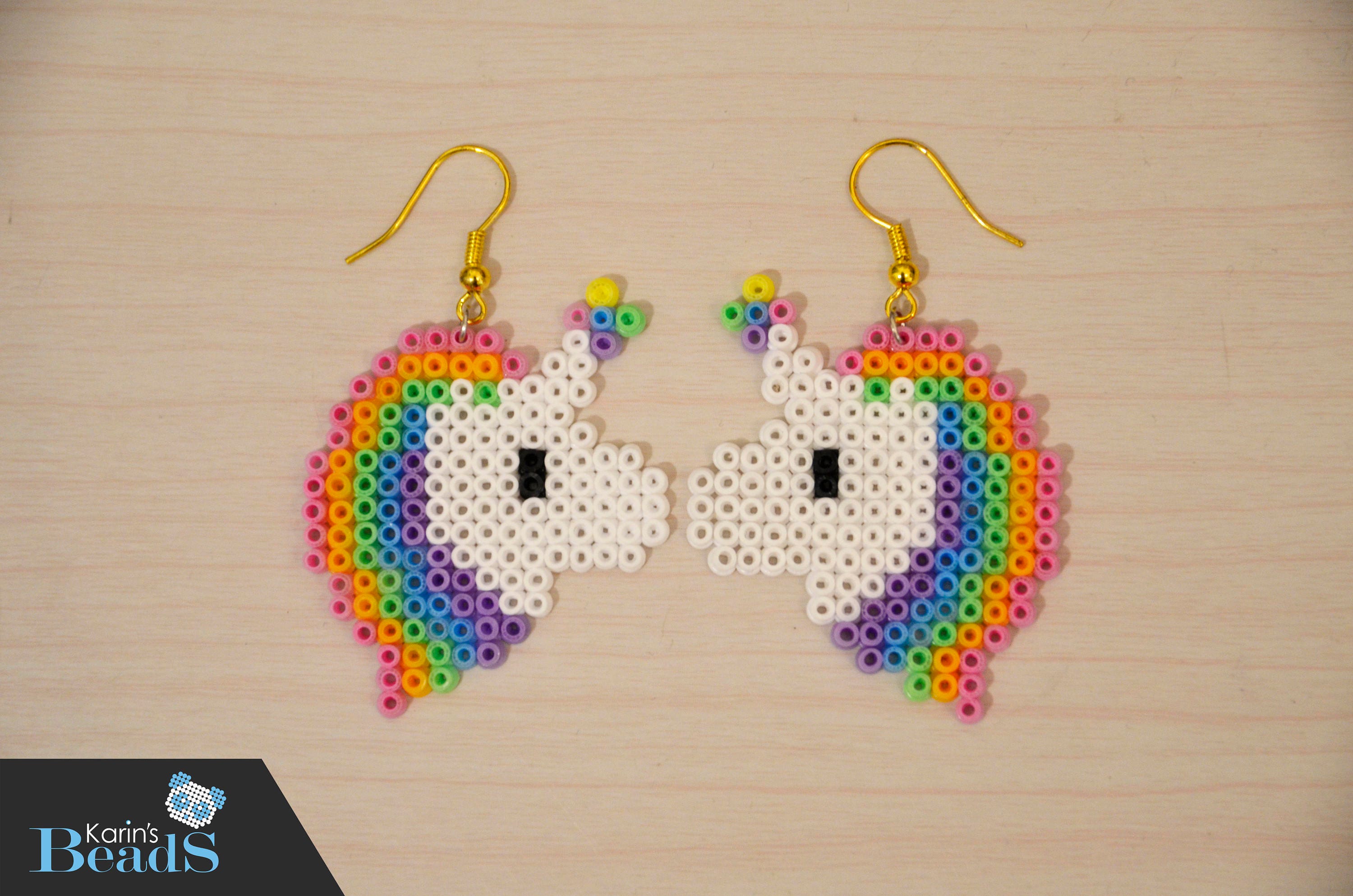 Unicorn earrings Hama beads cute 8 bit style unicorn fuse Etsy