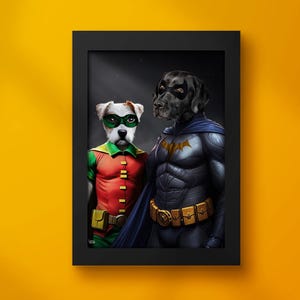 Superhero pet portrait, Custom pet portrait, Pet portrait funny, Animal superhero, Pet custom portrait, Pet lover gift , Gift for pet lovers