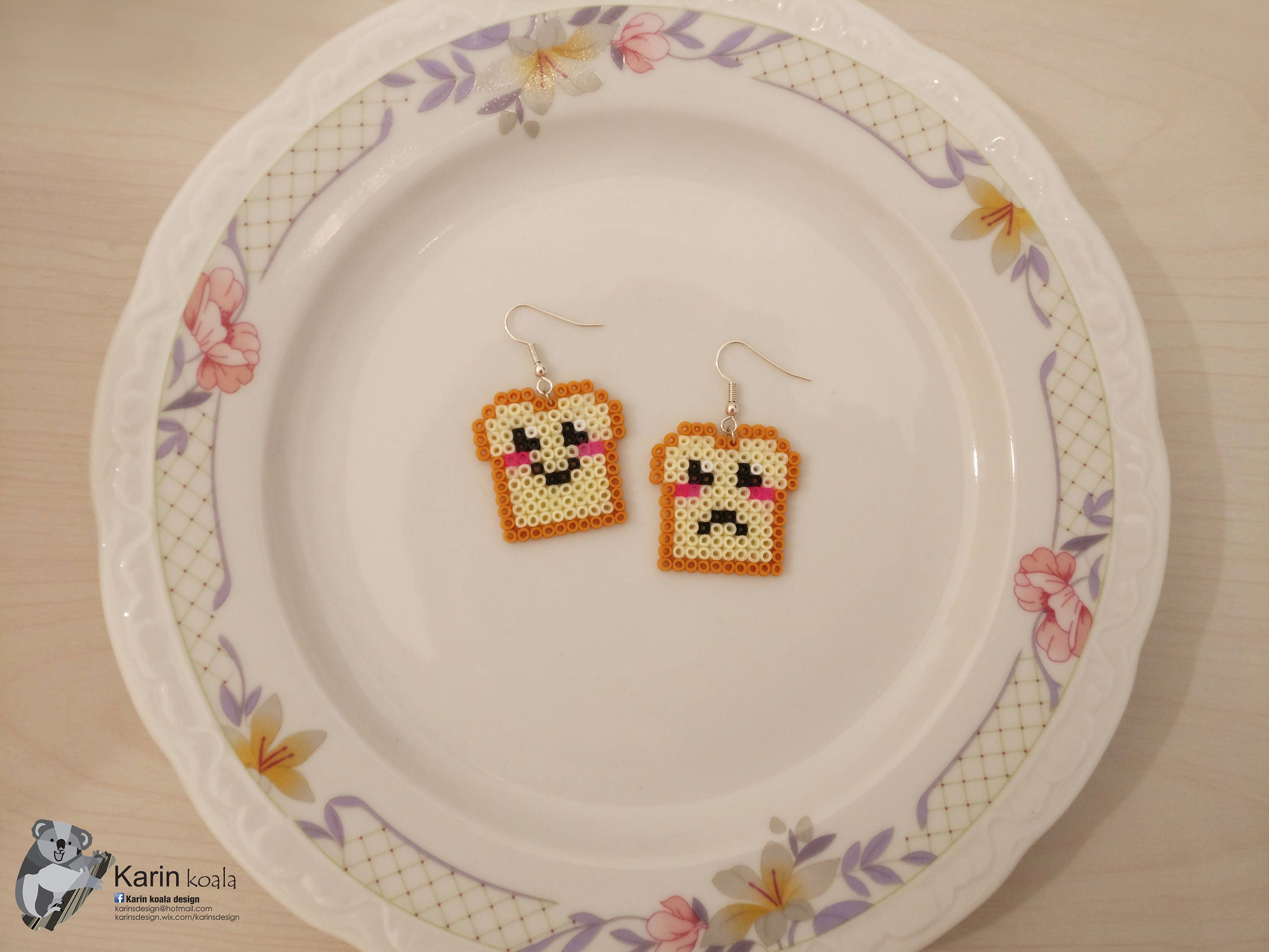 Sandwich Earrings Hama beads Sandwich Jewelry fuse beads Etsy