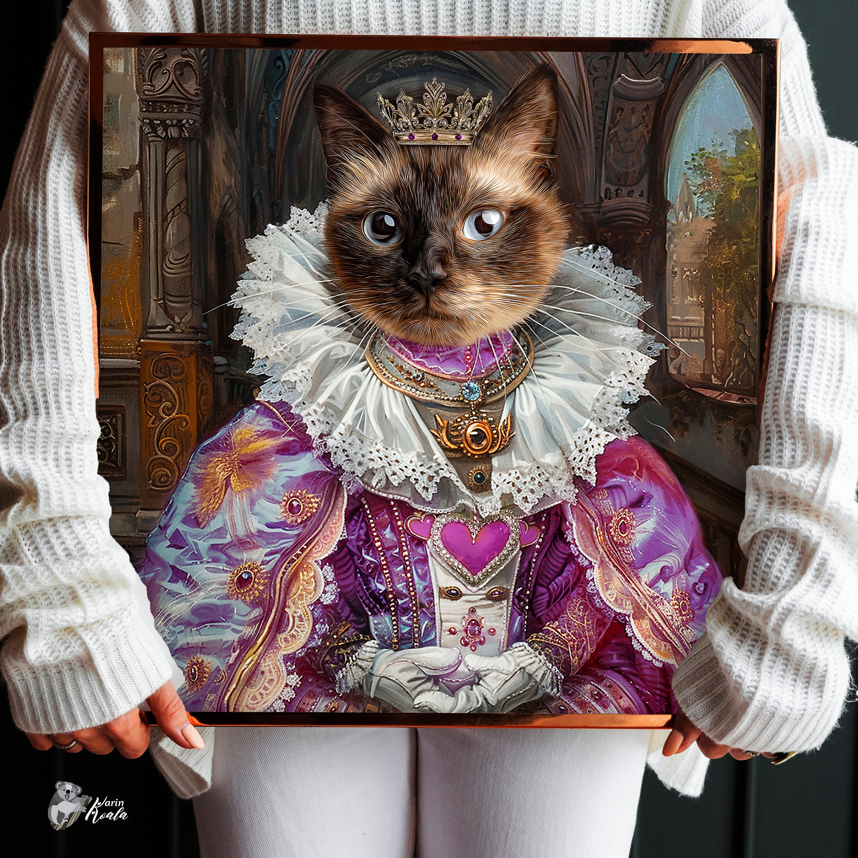 Custom Cat Queen Portrait, Renaissance Aristocat, Pet Lover Gift  display picture 1