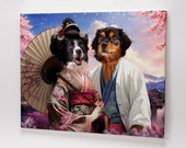 Japanese Geisha Dog Portrait: Custom Kimono Pet Painting (Digital File)