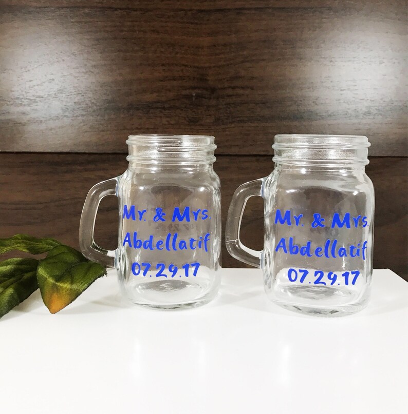 Mason jar shot glasses Party Favors Wedding Mr and Mrs Etsy