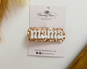 Mama Mini Hair Clip | Barrettes and Clips | Name Hair Clips | Customizable Hair Clips for Girls | Glitter Hair Clip | Personalized Clip