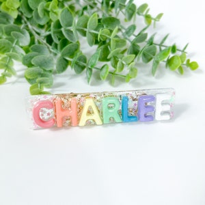 Girls Name Hair Clips | Barrettes and Clips | Rainbow Hair Clips | Customizable Hair Clips for Girls | Glitter Hair Clip | Personalized Clip